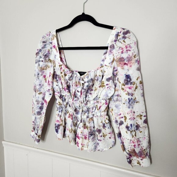 J. CREW FLORAL OBSCURA cinched-waist top in kaleidoscope floral - Picture 1 of 6